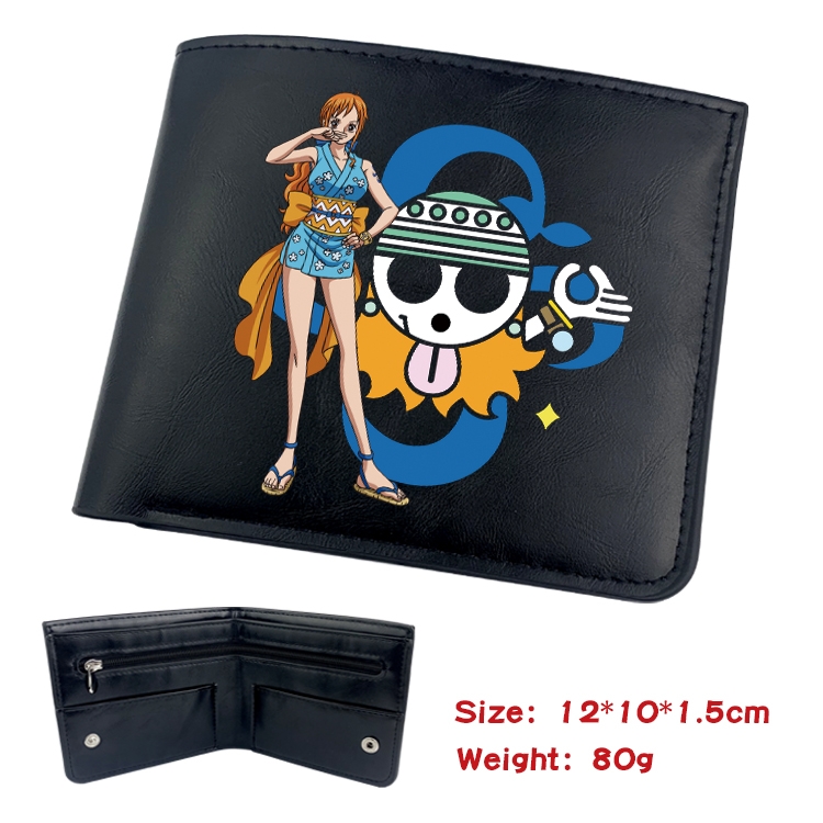 One Piece Anime inner buckle black leather wallet 12X10X1.5CM