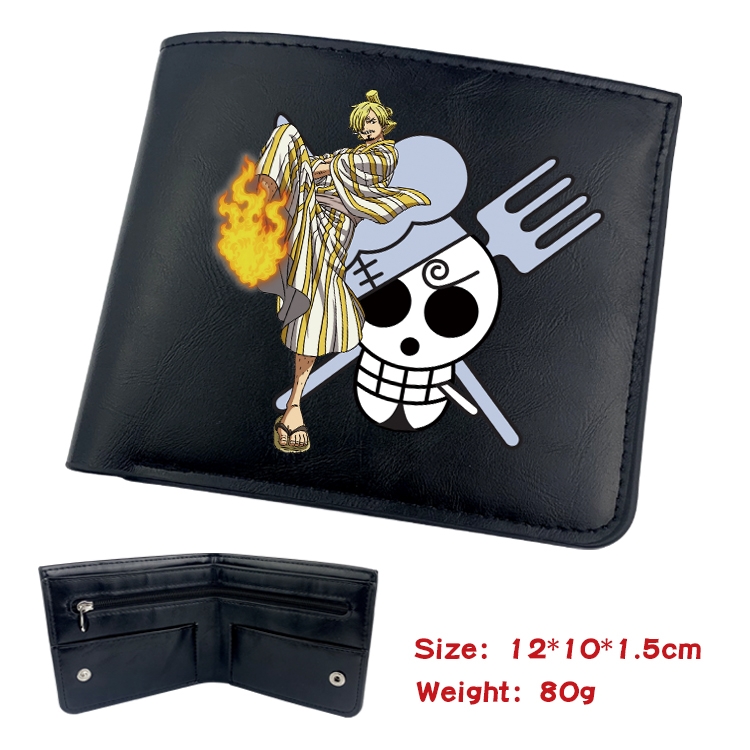 One Piece Anime inner buckle black leather wallet 12X10X1.5CM