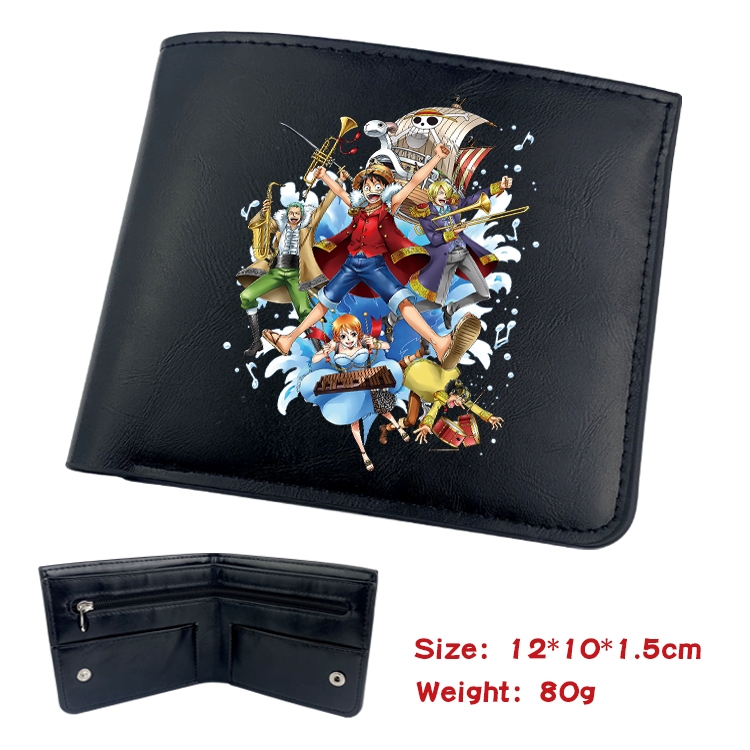 One Piece Anime inner buckle black leather wallet 12X10X1.5CM