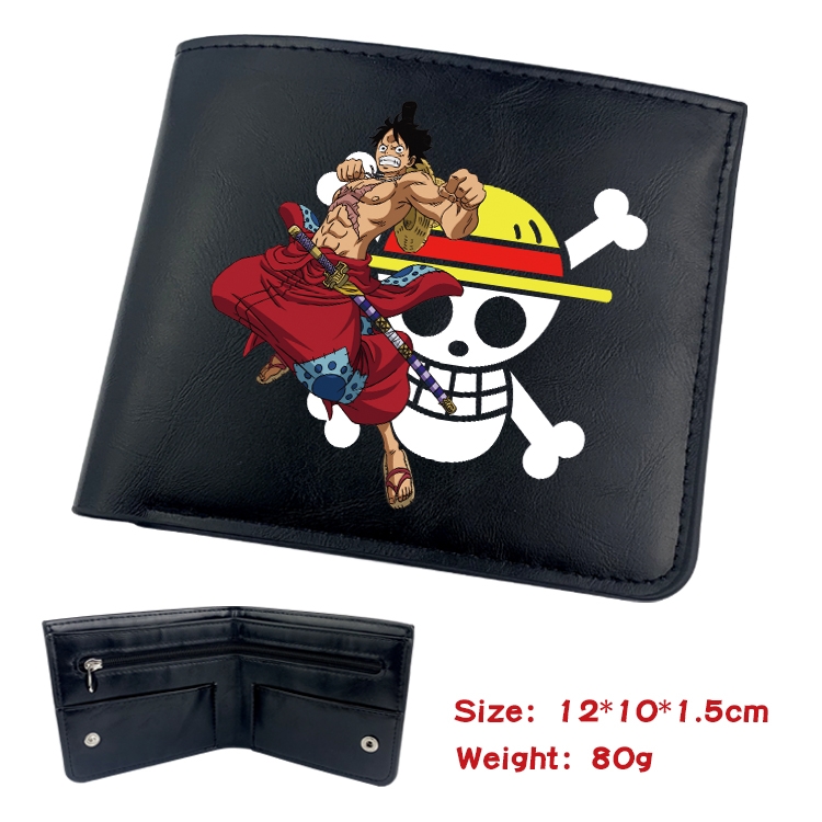 One Piece Anime inner buckle black leather wallet 12X10X1.5CM