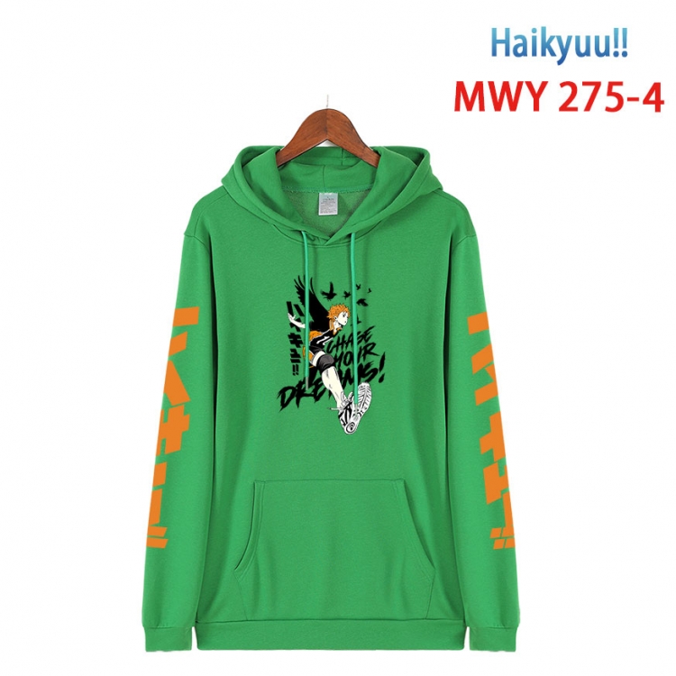 Haikyuu!! cartoon  Hooded Patch Pocket Sweatshirt from S to 4XL  MWY 275 4