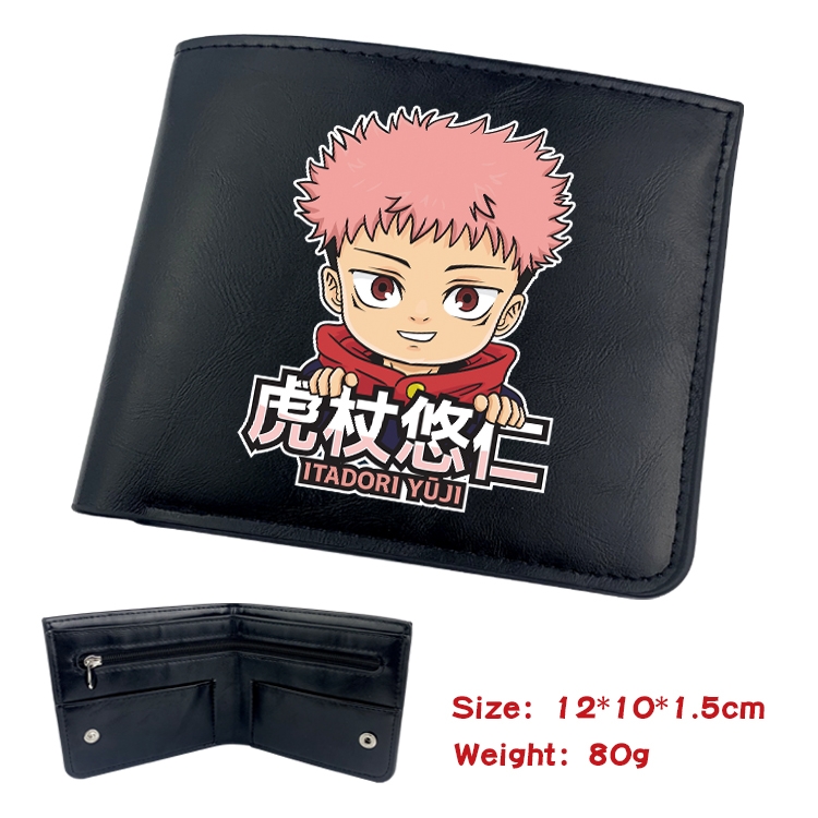 Jujutsu Kaisen Anime inner buckle black leather wallet 12X10X1.5CM