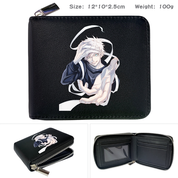Jujutsu Kaisen Anime zipper black leather half-fold wallet 12X10X2.5CM 100G  10A
