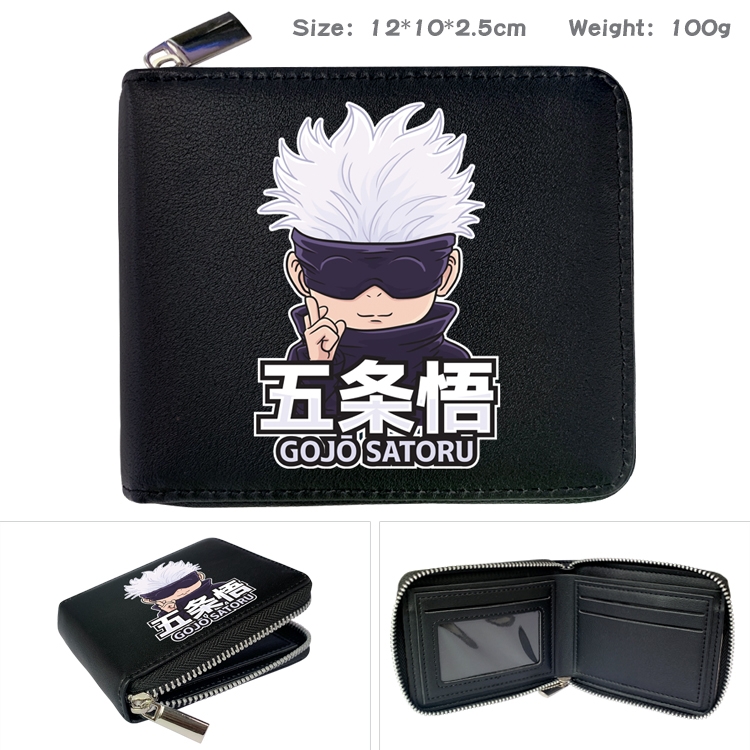 Jujutsu Kaisen Anime zipper black leather half-fold wallet 12X10X2.5CM 100G  4A