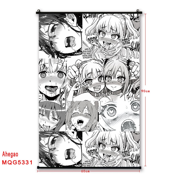 Ahegao black Plastic rod Cloth painting Wall Scroll 60X90CM MQG-5331