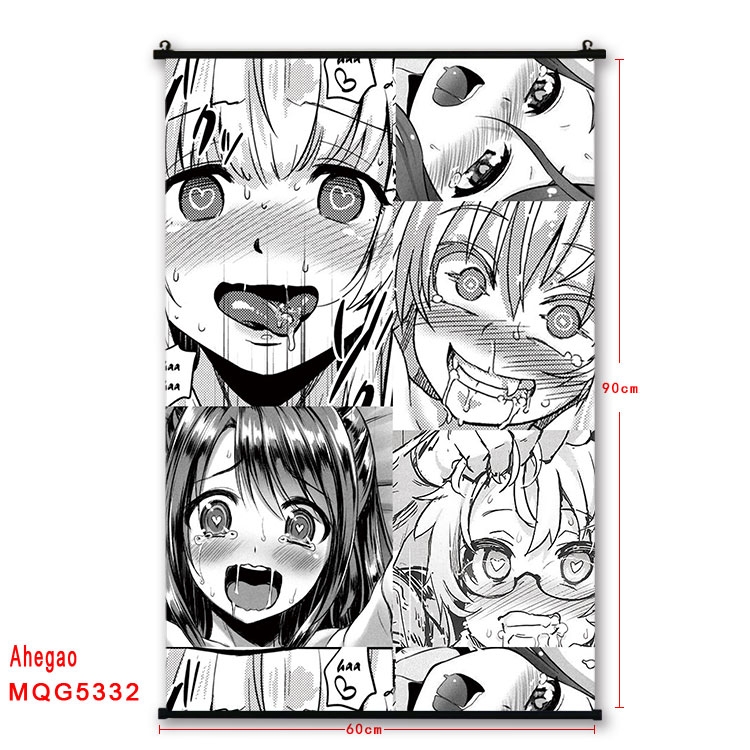 Ahegao black Plastic rod Cloth painting Wall Scroll 60X90CM MQG-5332