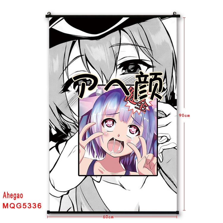 Ahegao black Plastic rod Cloth painting Wall Scroll 60X90CM MQG-5336