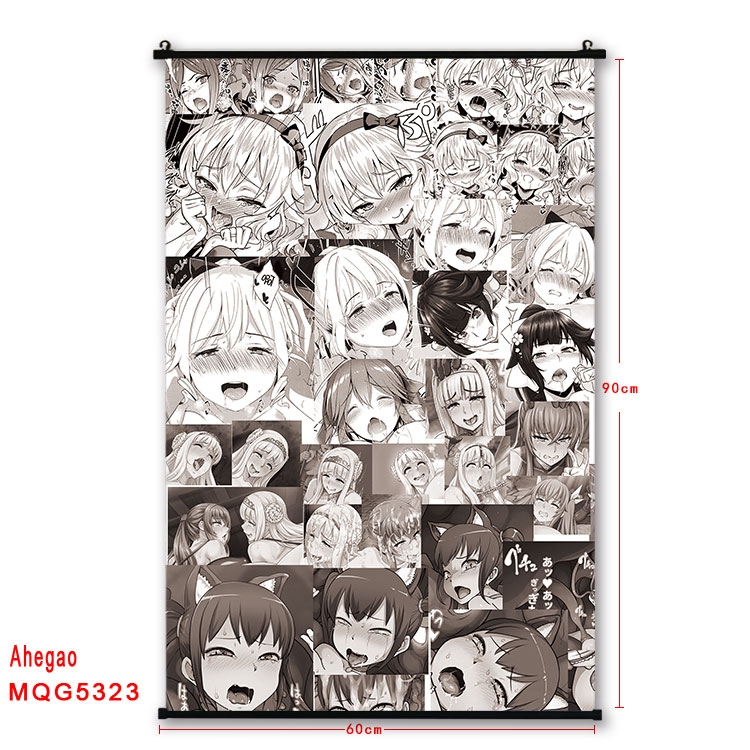 Ahegao black Plastic rod Cloth painting Wall Scroll 60X90CM MQG-5323