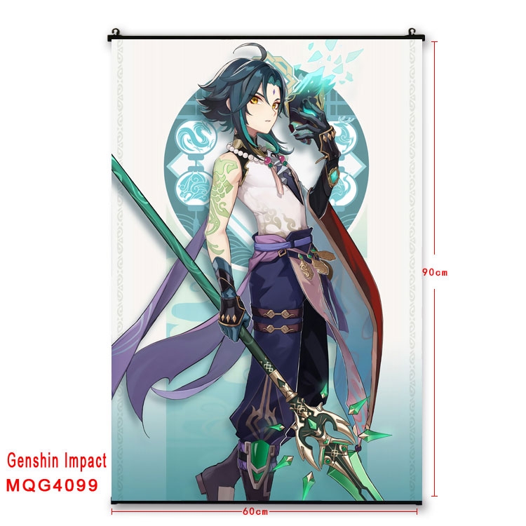 Genshin Impact  black Plastic rod Cloth painting Wall Scroll 60X90CM MQG-4099