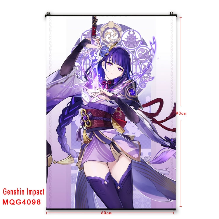 Genshin Impact  black Plastic rod Cloth painting Wall Scroll 60X90CM  MQG-4098