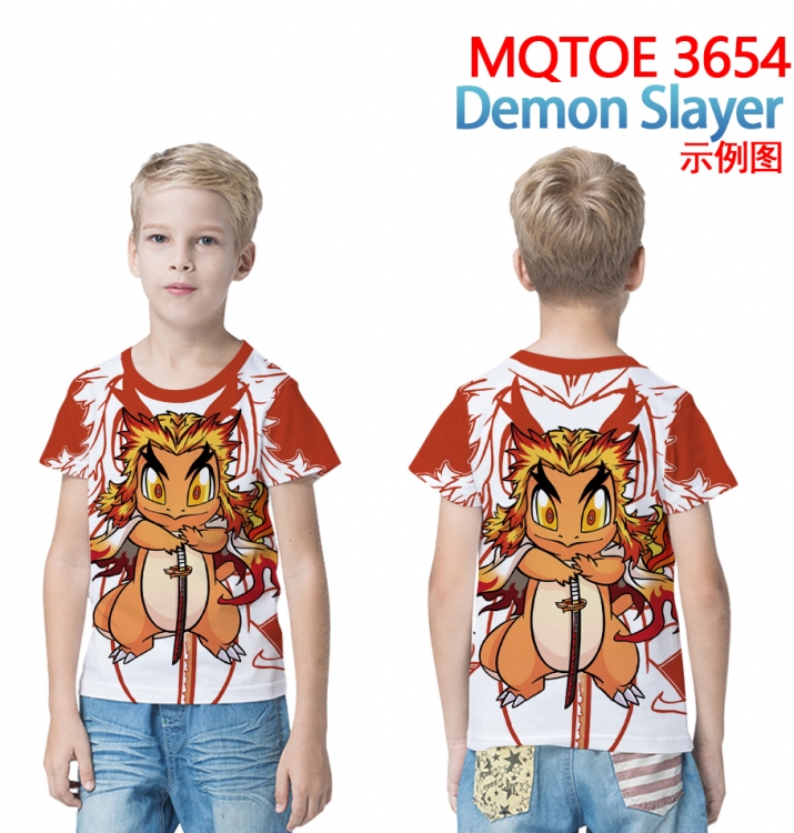 Demon Slayer Kimets full-color printed short-sleeved T-shirt 60 80 100 120 140 160 6 sizes for children  MQTOE 3654