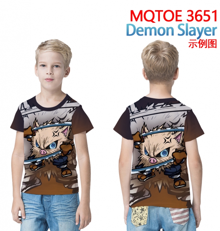 Demon Slayer Kimets full-color printed short-sleeved T-shirt 60 80 100 120 140 160 6 sizes for children  MQTOE 3651
