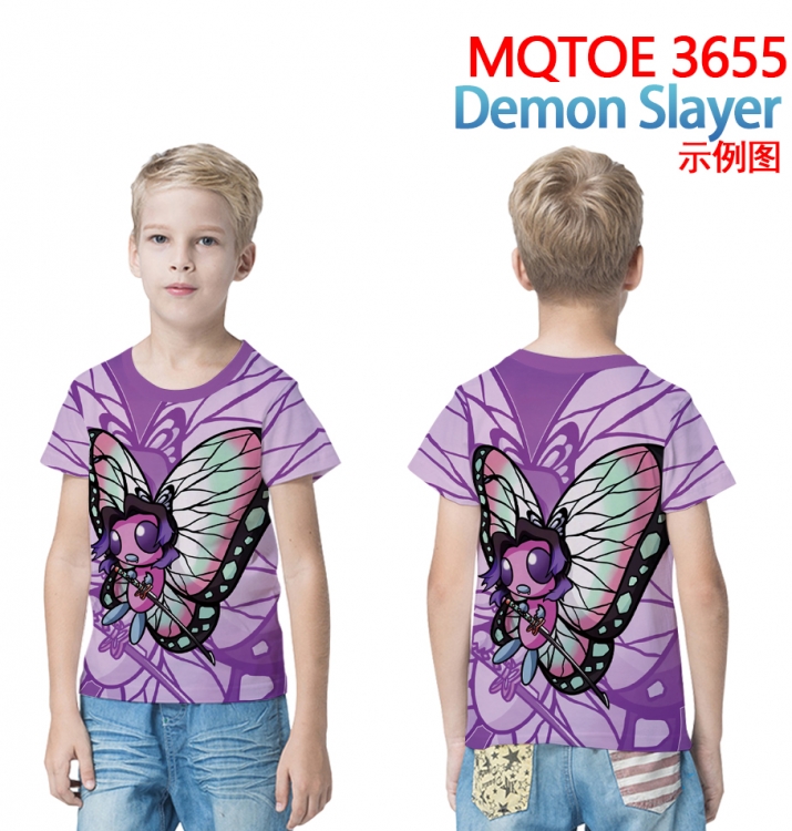 Demon Slayer Kimets full-color printed short-sleeved T-shirt 60 80 100 120 140  160 6 sizes for children  MQTOE 3655