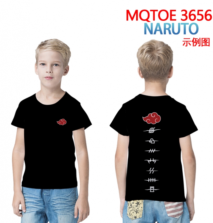 Naruto full-color printed short-sleeved T-shirt 60 80 100 120 140  160 6 sizes for children  MQTOE 3656