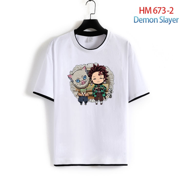 Demon Slayer Kimets Full Color Loose short sleeve cotton T-shirt  from S to 6XL   HM 673 2