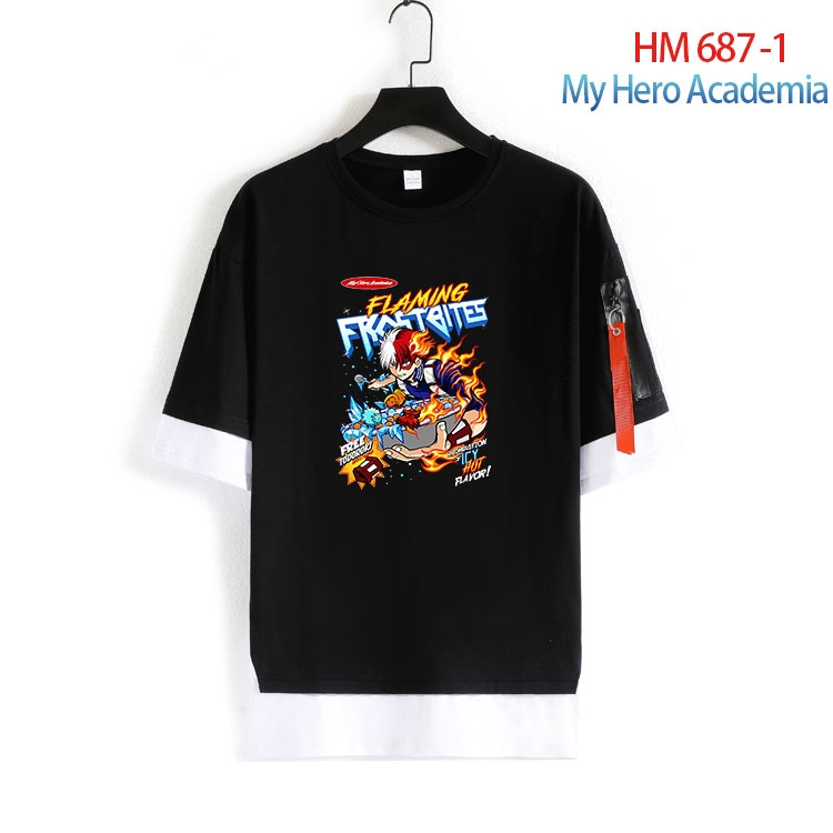 My Hero Academia round neck fake two loose T-shirts from S to 4XL