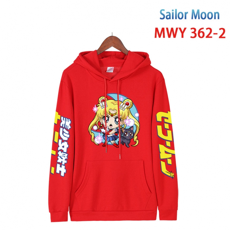sailormoon Cartoon Sleeve Hooded Patch Pocket Cotton Sweatshirt from S to 4XL  MWY 362 2