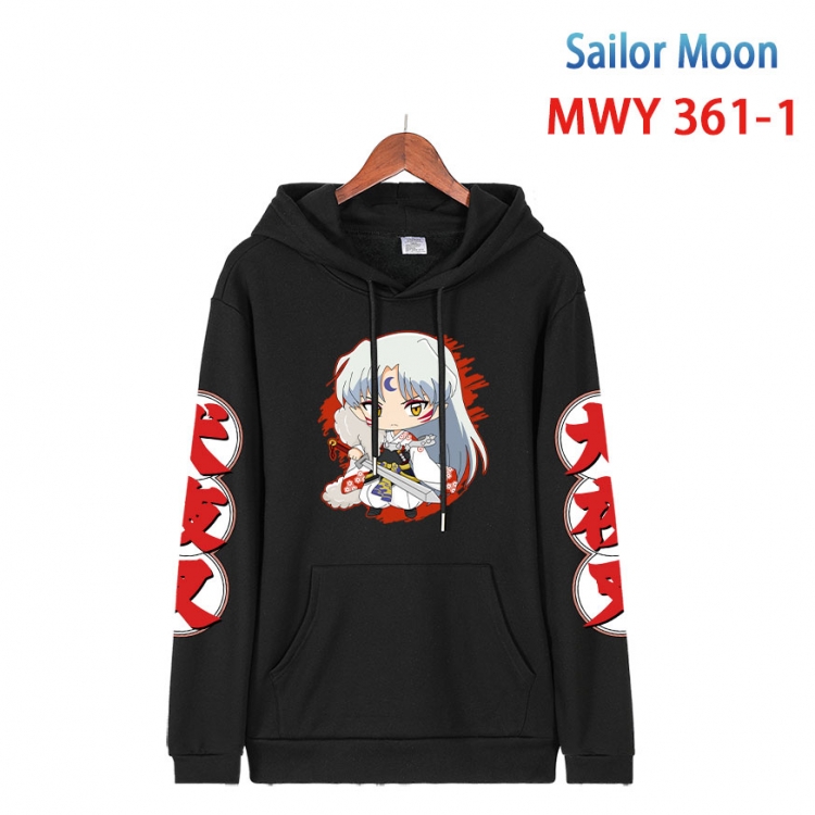 sailormoon Cartoon Sleeve Hooded Patch Pocket Cotton Sweatshirt from S to 4XL 