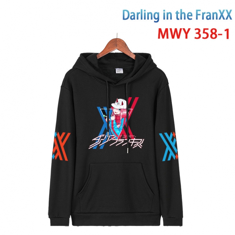 DARLING in the FRANX   Cartoon Sleeve Hooded Patch Pocket Cotton Sweatshirt from S to 4XL MWY 358 1