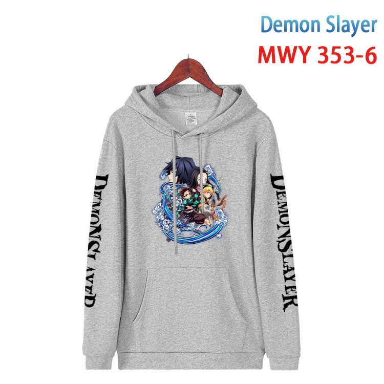 Demon Slayer Kimets Cartoon Sleeve Hooded Patch Pocket Cotton Sweatshirt from S to 4XL  MWY 353 6