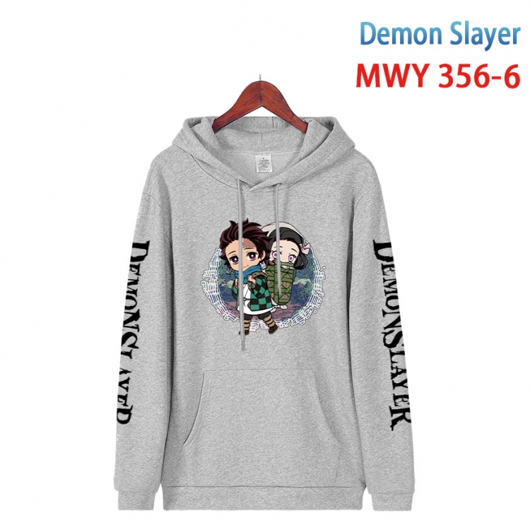 Demon Slayer Kimets Cartoon Sleeve Hooded Patch Pocket Cotton Sweatshirt from S to 4XL MWY 356 6