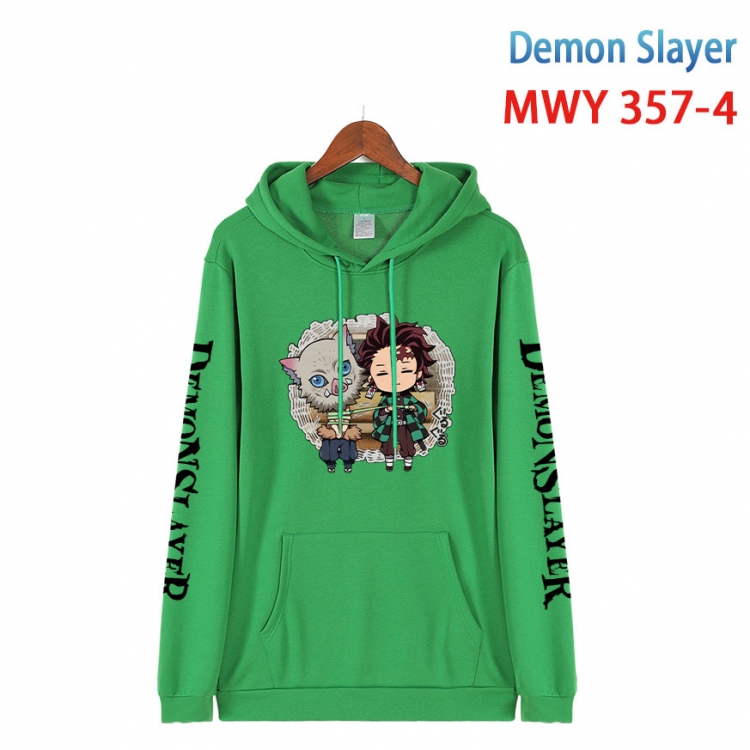 Demon Slayer Kimets Cartoon Sleeve Hooded Patch Pocket Cotton Sweatshirt from S to 4XL MWY 357 4