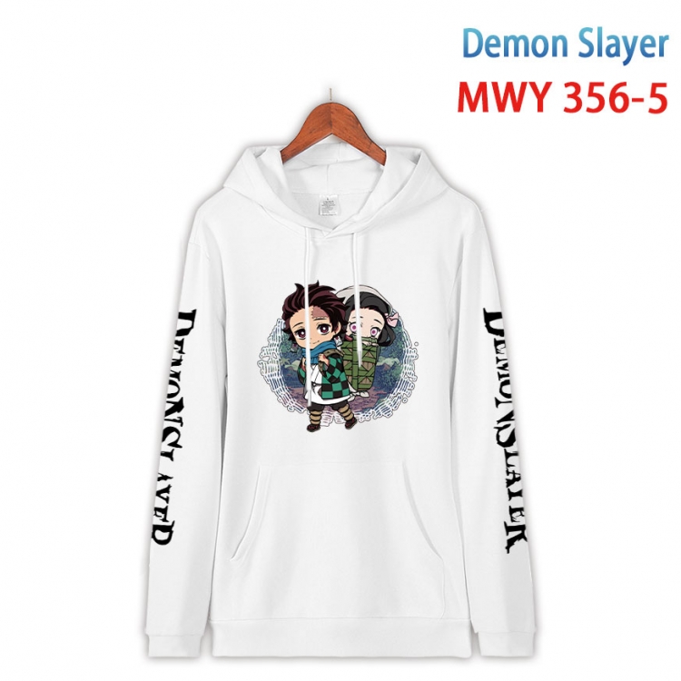 Demon Slayer Kimets Cartoon Sleeve Hooded Patch Pocket Cotton Sweatshirt from S to 4XL