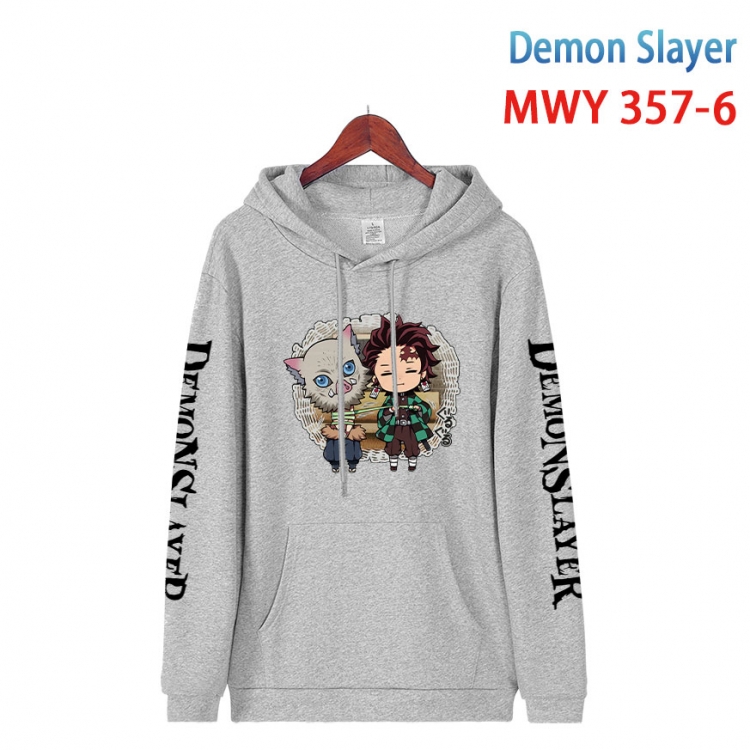 Demon Slayer Kimets Cartoon Sleeve Hooded Patch Pocket Cotton Sweatshirt from S to 4XL MWY 357 6