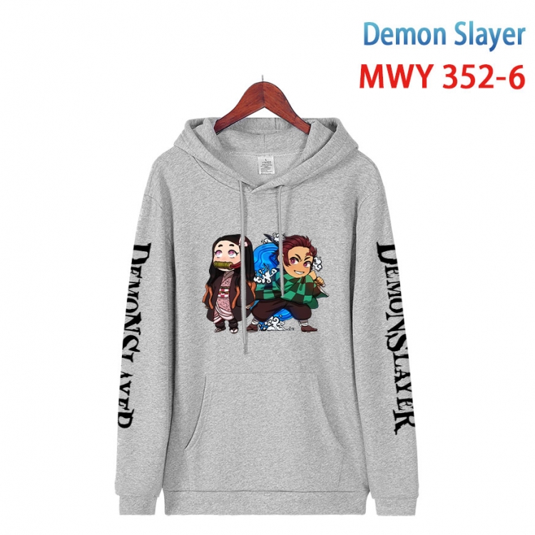 Demon Slayer Kimets Cartoon Sleeve Hooded Patch Pocket Cotton Sweatshirt from S to 4XL