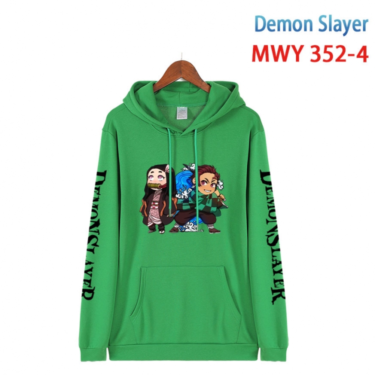 Demon Slayer Kimets Cartoon Sleeve Hooded Patch Pocket Cotton Sweatshirt from S to 4XL