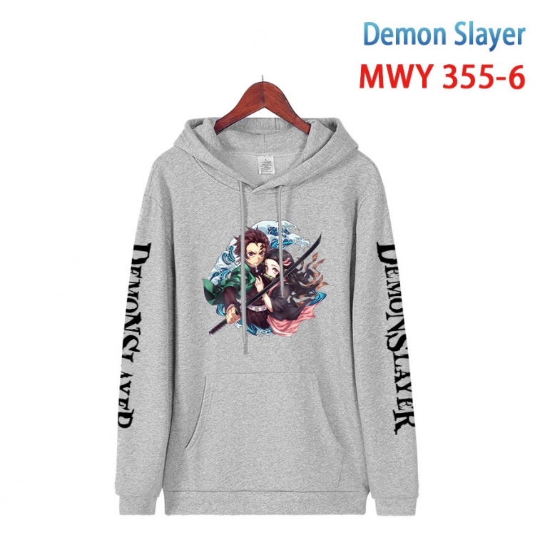 Demon Slayer Kimets Cartoon Sleeve Hooded Patch Pocket Cotton Sweatshirt from S to 4XL