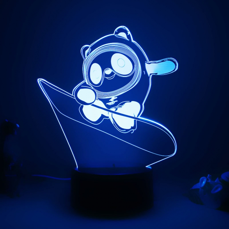 Winter Olympics Bingdundun 3D night light USB touch switch colorful acrylic table lamp BLACK BASE