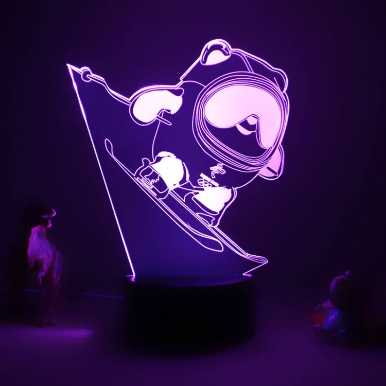 Winter Olympics Bingdundun 3D night light USB touch switch colorful acrylic table lamp BLACK BASE