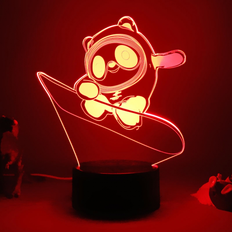 Winter Olympics Bingdundun 3D night light USB touch switch colorful acrylic table lamp BLACK BASE