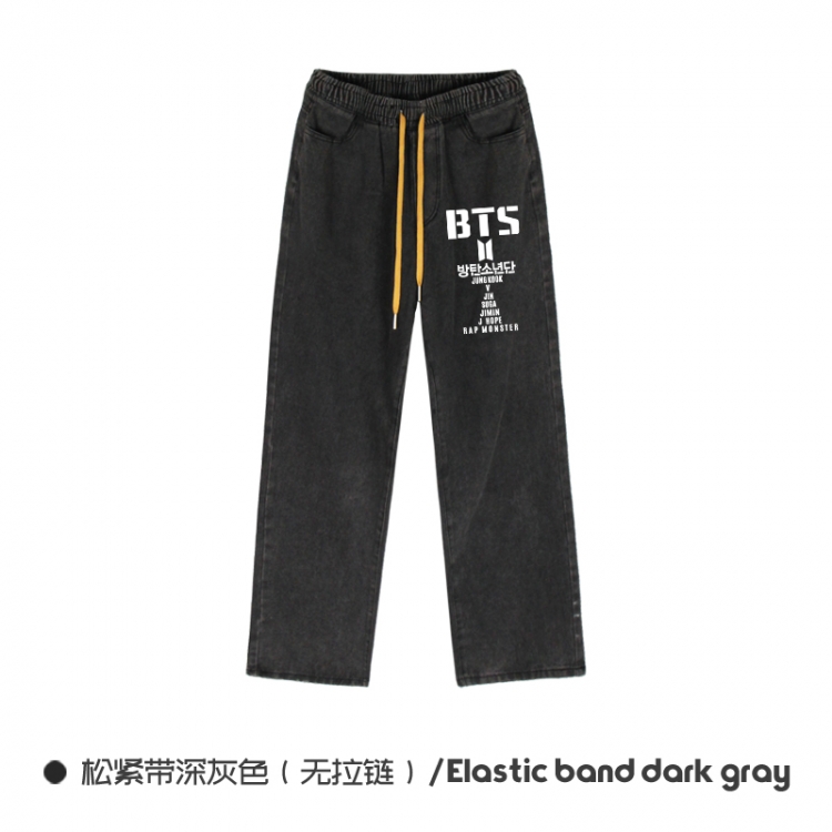 BTS  Elasticated No-Zip Denim Trousers from M to 3XL NZCK01-1