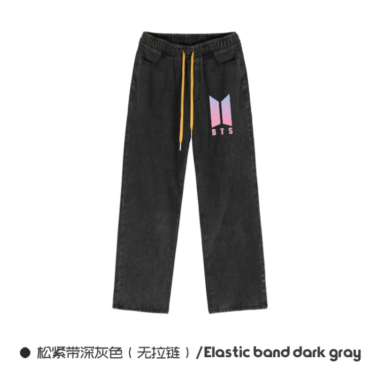BTS  Elasticated No-Zip Denim Trousers from M to 3XL NZCK01-11