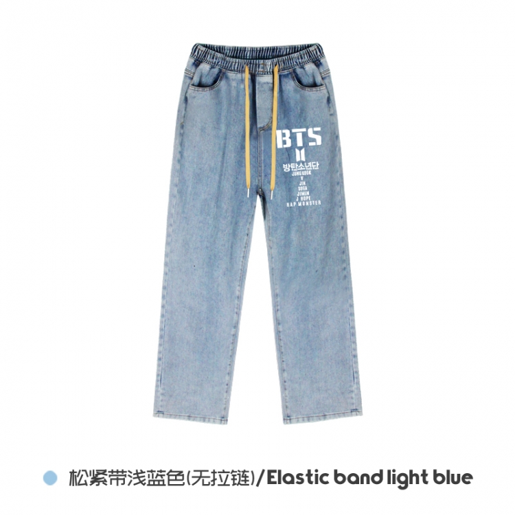 BTS  Elasticated No-Zip Denim Trousers from M to 3XL NZCK02-1
