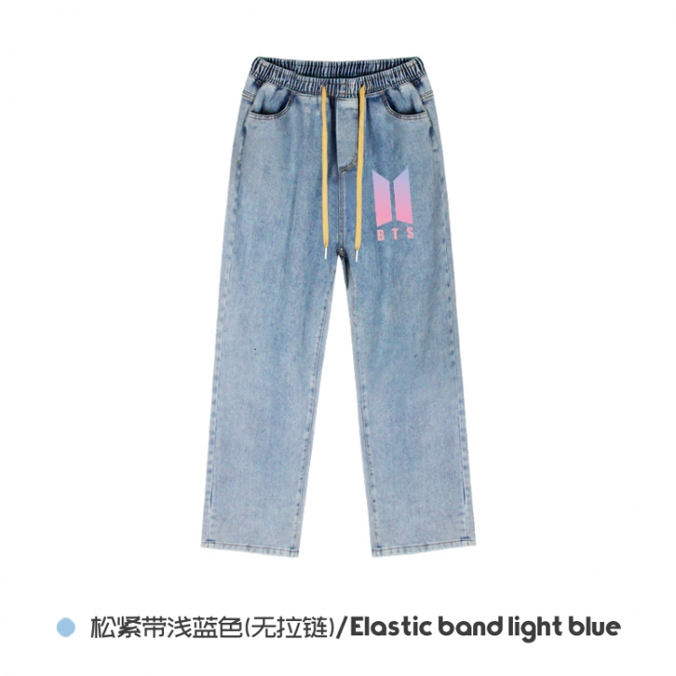 BTS  Elasticated No-Zip Denim Trousers from M to 3XL NZCK02-11