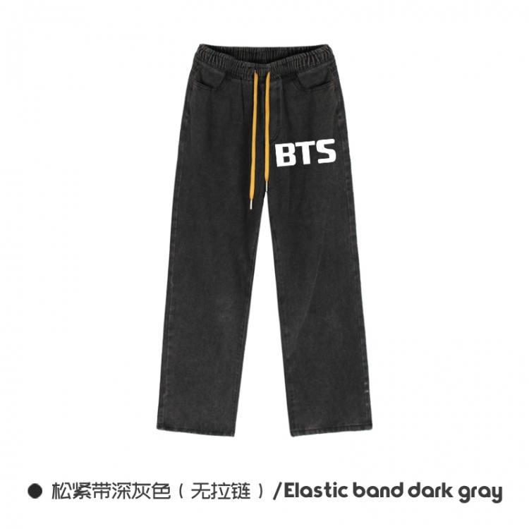 BTS  Elasticated No-Zip Denim Trousers from M to 3XL NZCK01-9