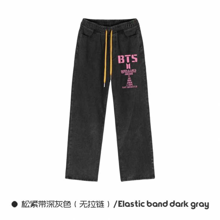 BTS  Elasticated No-Zip Denim Trousers from M to 3XL NZCK01-2