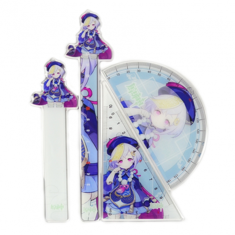 Genshin Impact   Epoxy Acrylic Ruler Anime Peripheral Two-dimensional Stationery Set