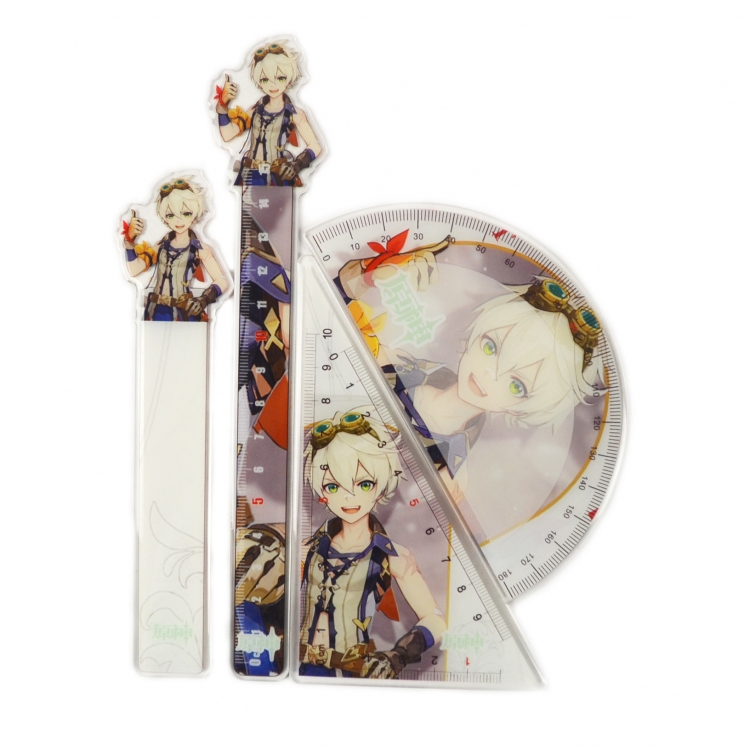 Genshin Impact   Epoxy Acrylic Ruler Anime Peripheral Two-dimensional Stationery Set