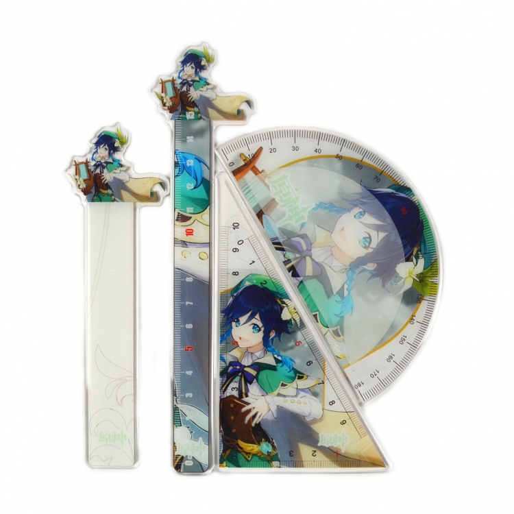 Genshin Impact   Epoxy Acrylic Ruler Anime Peripheral Two-dimensional Stationery Set