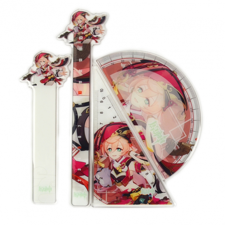 Genshin Impact   Epoxy Acrylic Ruler Anime Peripheral Two-dimensional Stationery Set