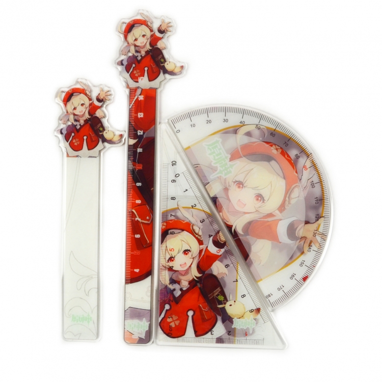 Genshin Impact   Epoxy Acrylic Ruler Anime Peripheral Two-dimensional Stationery Set