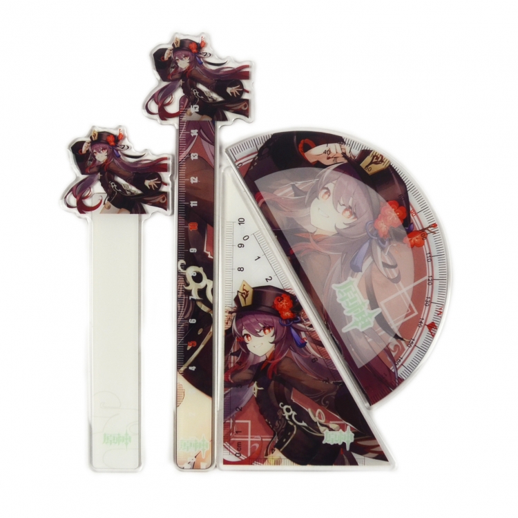 Genshin Impact   Epoxy Acrylic Ruler Anime Peripheral Two-dimensional Stationery Set