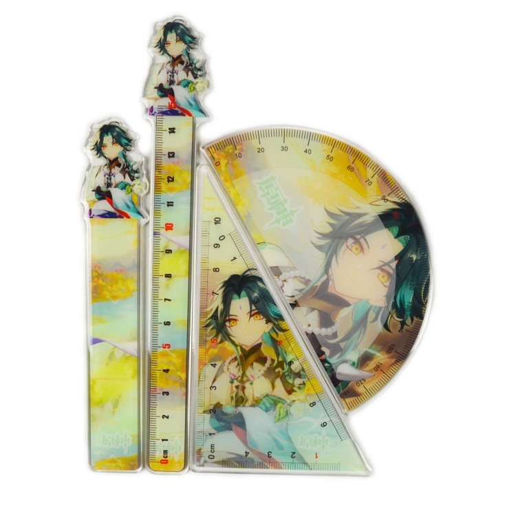 Genshin Impact   Epoxy Acrylic Ruler Anime Peripheral Two-dimensional Stationery Set