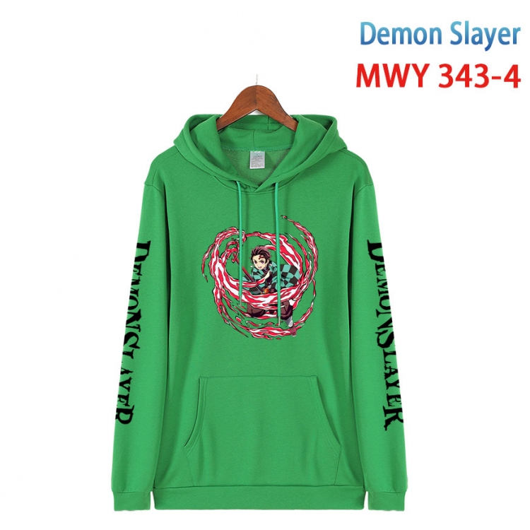 Demon Slayer Kimets Cartoon Sleeve Hooded Patch Pocket Cotton Sweatshirt from S to 4XL MWY 343 4