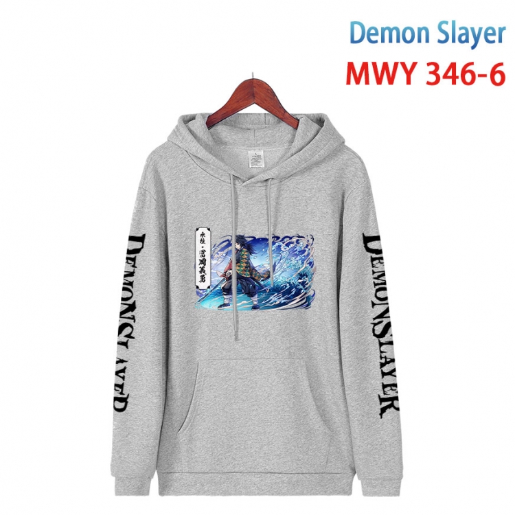 Demon Slayer Kimets Cartoon Sleeve Hooded Patch Pocket Cotton Sweatshirt from S to 4XL MWY 346 6