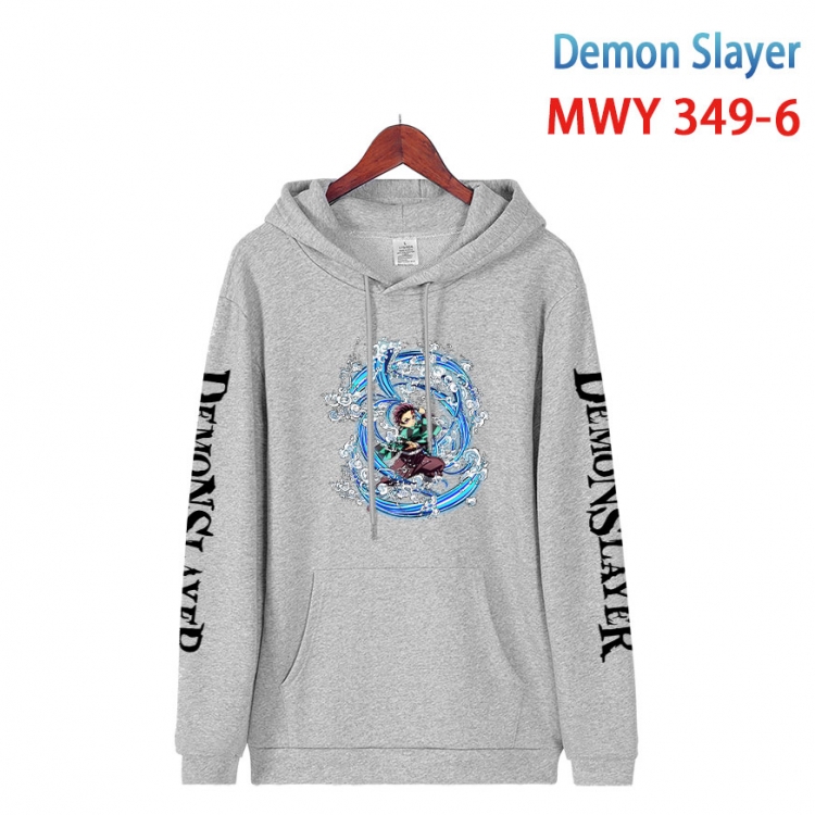 Demon Slayer Kimets Cartoon Sleeve Hooded Patch Pocket Cotton Sweatshirt from S to 4XL MWY 349 6